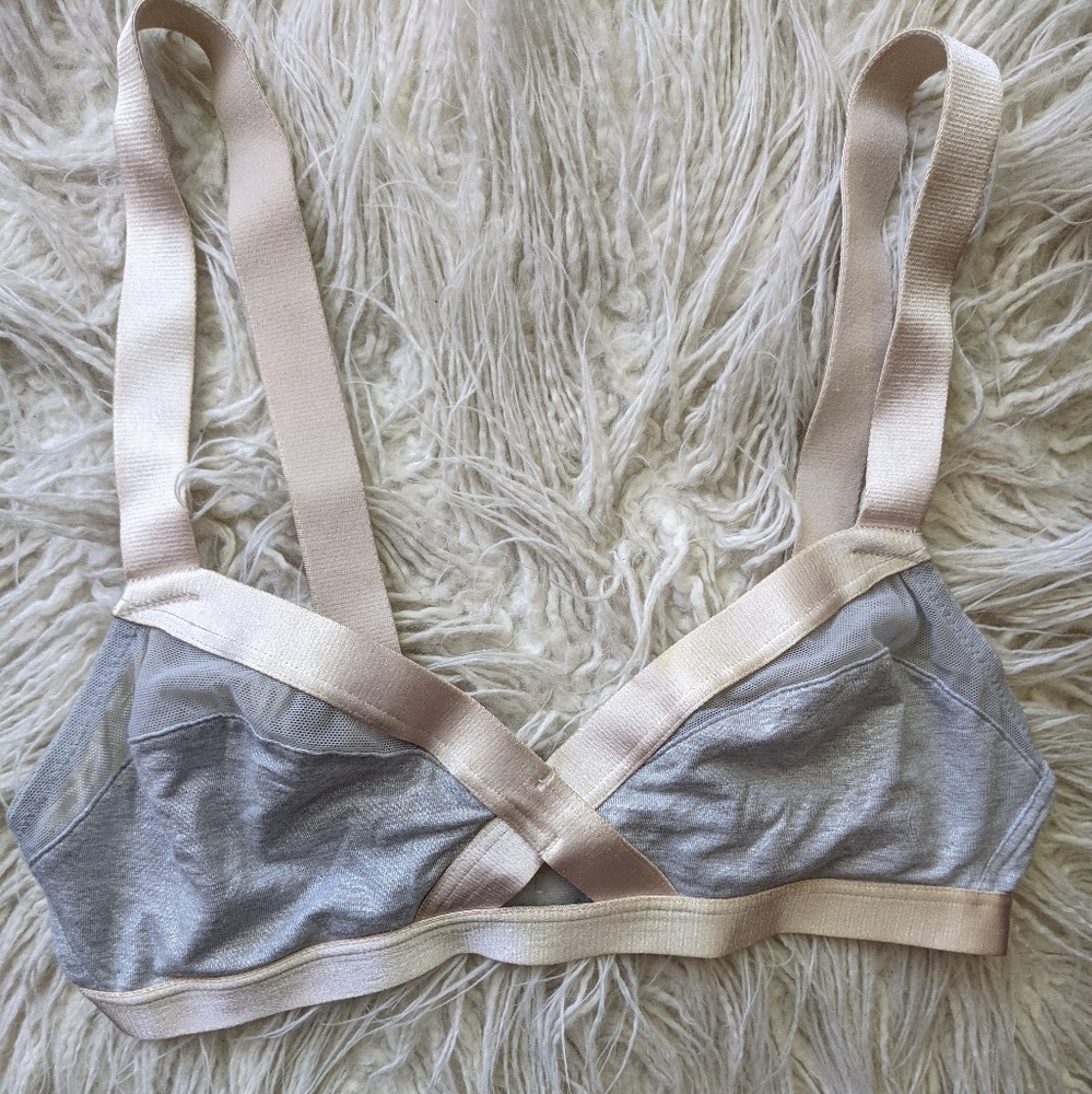 Sparkly silver bralette with mesh and cut out